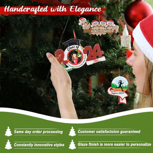 Snowman Family of 5 Personalized Christmas Tree Ornament, 2025 Custom Family Keepsake Gifts