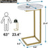 Katrawu C Shaped End Table, Oval Couch Side Tables for Living Room, Sofa End Table with Metal Frame, Small Wooden Snack