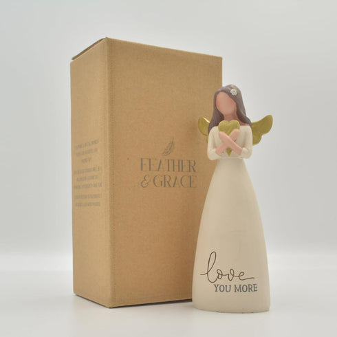 Blossom Bucket Love You More Heart - 6 inch Resin Stone Collectible Angel Figurine