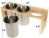 ZOOFOX 3 Pack Silverware Holder, Stainless Steel Utensil Organizer with Wood Base, Flatware Caddy for Spoons, Knives and Forks, Great for Kitchen Table, Cabinet, Pantry by ZOOFOX