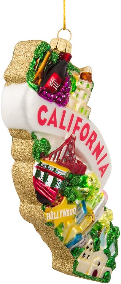 Kurt Adler Glass California Ornament, 5-Inch for Christmas