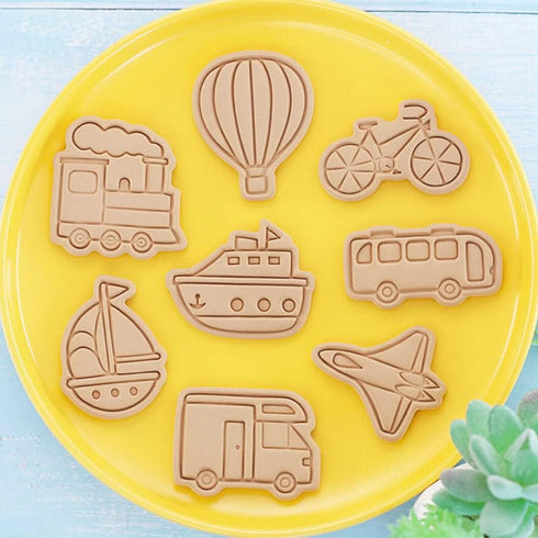 MayeBridge 8 Set Pieces Cute Fire Balloon Cookie Moulds For Baking Cookie Mould Press Train Cookie Mould Kitchen Tools