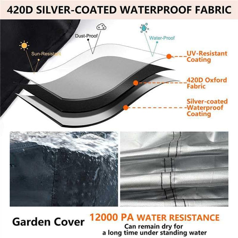GardenCover 110" 84" 28" 8-12 Patio Furniture Cover L x W x H - Heavy Duty Outdoor Patio Table & Chair Cover