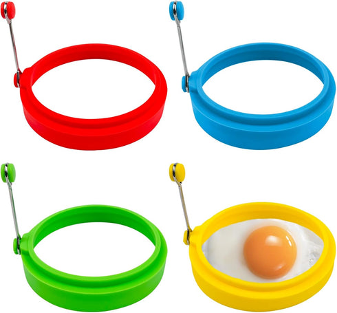 YOLCAR Egg Ring Set, Silicone Egg Ring Molds, Fried Egg Rings and Non-stick