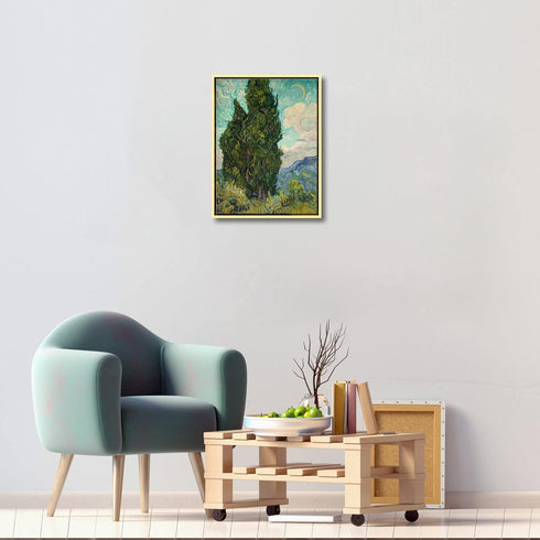 Wieco Art Framed Wall Art Cypresses, Van Gogh Giclee Canvas Print for Modern Home Decor