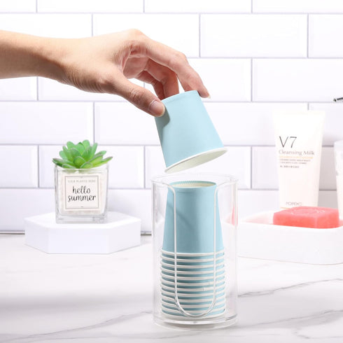 LoveBB Bathroom Cup Dispenser, Clear 3oz-5oz Small Disposable Paper Cups Holder for Bathroom Vanity
