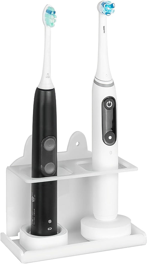 LUEXBOX 2 Electric Toothbrush Holder Wall Mounted, Electric Toothbrush Cord Organizer Holds Chargers, Self Adhesive
