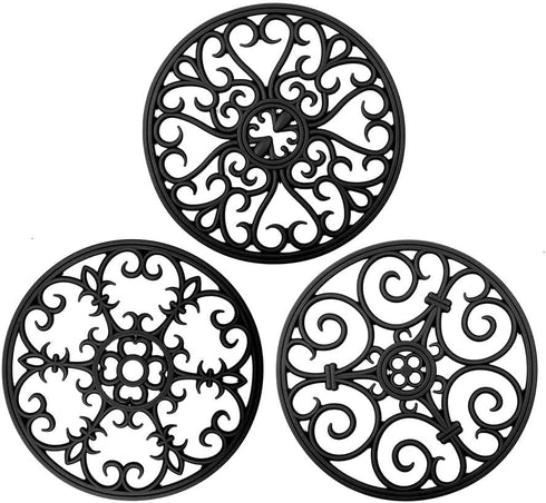 Silicone Trivets for Hot Dishes, Non Slip Heat Resistant Hot Pads for Kitchen, Pot Holders, Teapot Coaster, Black