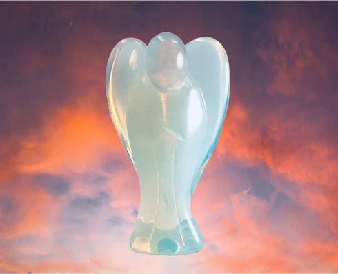 Pocket Guardian Angel Healing Pack, Includes Opalite Angel Figurine, Angel Token Coin, Serenity Prayer Card