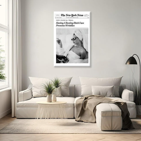 Generic 8x12inch style-2 Framed Hot Girls Drinking Champagne New York News Trendy Newspaper Canvas Print Wall Art Bar