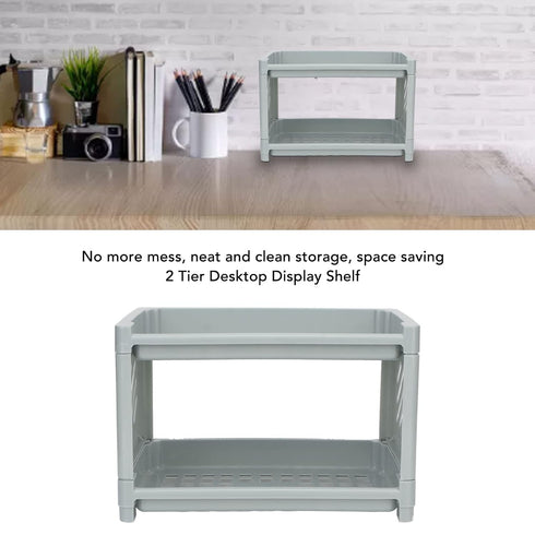 Bathroom Organizer Countertop, 2 Tier PP Hollow Storage Rack Shelf for Kitchen, Spice Rack, Cosmetic Organizer