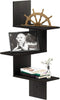 Furinno Rossi Wall Mounted Shelves, 3-Tier Rectangle, Espresso/Black