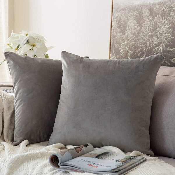 MIULEE 24x24 Inch Euro Sham Velvet Pillow Covers, Set of 2 Large