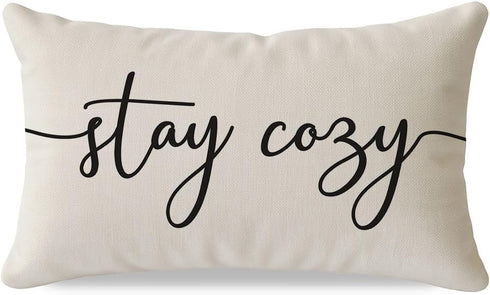 PANDICORN Throw Pillow Cover 12x20 Inch Cream, Stay Cozy Decorative Lumbar Cushion