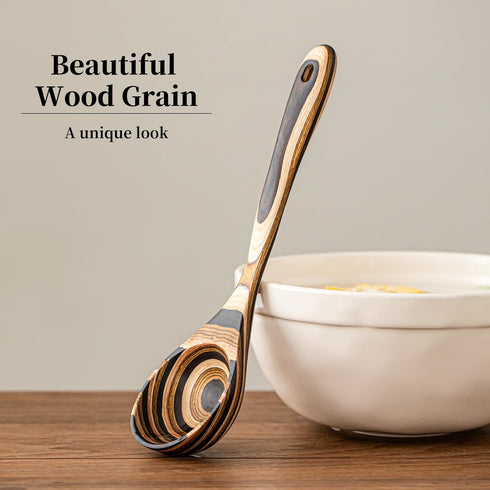 Gudamaye Pakkawood Deep Soup Ladles, 10.6 Inch Big Soup Ladle for Cooking, Wooden Spoon for Kitchen