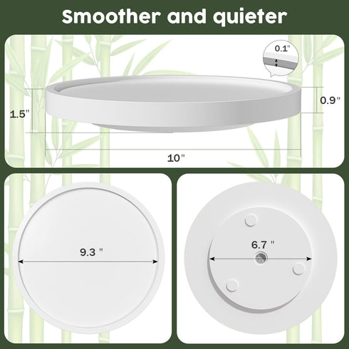 Turntable Vanity Tray 10 Inch for Perfume, Bamboo Kitchen Sink Countertop Organizer for Glass, Sponge, Soap Storage