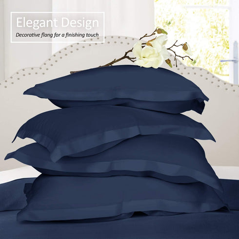 Nestl Soft Pillow Shams Set of 2, Double Brushed Microfiber Pillow Covers, Navy, Standard 20"x26"