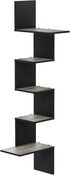 Furinno Rossi Wall Mounted Shelves, 5-Tier Rectangle, French Oak Grey/Black