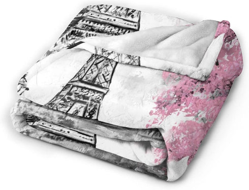 Perinsto 50"X40" Paris Eiffel Tower Throw Blanket Ultra Soft Warm All Season Decorative Fleece Blankets for Bed Chair