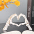 LCCCK White Hand Gesture Desk Statues Love Ornaments,Skull Couple Statue, Creative Wedding Home Desktop Decor,Heart