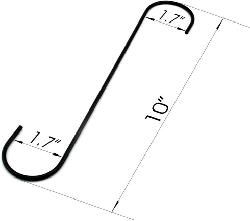 4-Pack Extra Large 10" Black Antistatic Coating Steel Hanging Hooks S Shaped Heavy-Duty for Kitchenware, Pots, Plants