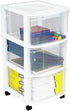 Gracious Living Classic 3 Drawer Organizer Cart, Plastic Storage Dresser with Caster Wheels for Home and Office