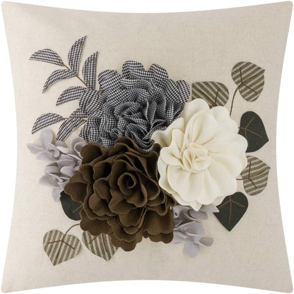 JWH Decorative 3D Flower Throw Pillow Cover Aesthetic Floral Accent Pillow Cases