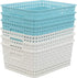 6-pack Plastic Weave Storage Basket, Small Basket, 10" x 7.48" x 4.13" in Blue and White