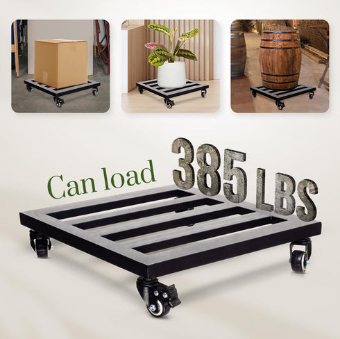 385lbs, 12 Inch, Idzo Upgraded Lockable Heavy Duty Trolley Capacity Black, Large Plant Pots, Parasol Stands and Bases