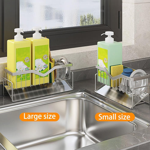 MINGFANITY 304 Sponge Holder for Kitchen Sink, Quick Draining, SUS Stainless Steel Sponge Organizer, Basket