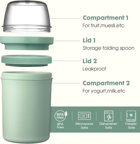 Mitsemmo Spoons,600ml+270ml Snack Cup Box Container with Lid,Yogurt Parfait Snackle Cups and Breakfast On The