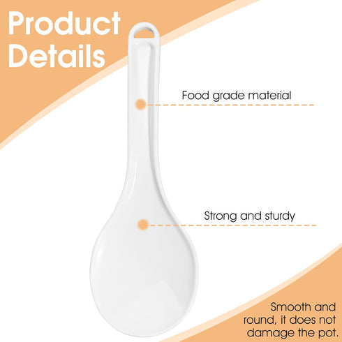 Giantree 2 7.7 Inch Pcs Plastic Rice Paddle, Non-Stick White Rice Spoon Scooper for Cookers