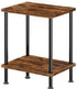 2 Simple Trending Side Table, Small End Table Living Room, Nightstand with Tier Storage Shelves, Rustic Brown