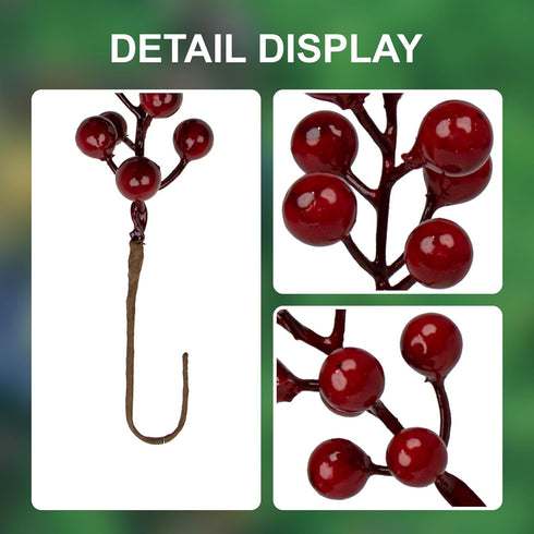 50 Pack 6.5 Inch J'FLORU Christmas Tree Decorations Artificial Berry Stems Red Berry Picks for Xmas Winter Christmas