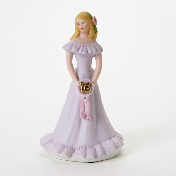 Enesco Growing Up Girls “Blonde Age 16” Porcelain Figurine, 7.5”, Golden, Pink