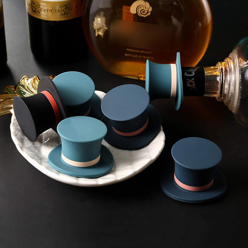 Funny Silicone Wine Stopper Caps Set - Reusable Wine Corks for Bottles, Magic Preserver Gift for Wine Lovers