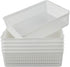 Plastic Storage Trays Baskets, Set of 6 Organizing Baskets, 13.2 x 9.6 x 3.6 Inches (White)