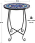 Kaesithar 15 Inch Tall Outdoor Side Table, Metal Patio End Table with Twin Koi Fish Pattern, Rust Proof Black Small