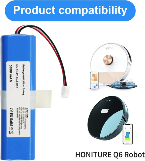 MULS 5600mAh Vacuum Battery for HONITURE Q6 Robot Vacuum Cleaner Accessories, 14.4V Spare Parts