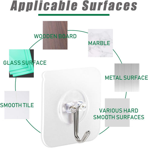 AROIC 58 Packs Adhesive Hooks for Hanging - Heavy Duty Self Adhesive Wall Hooks 20 lbs (Max)