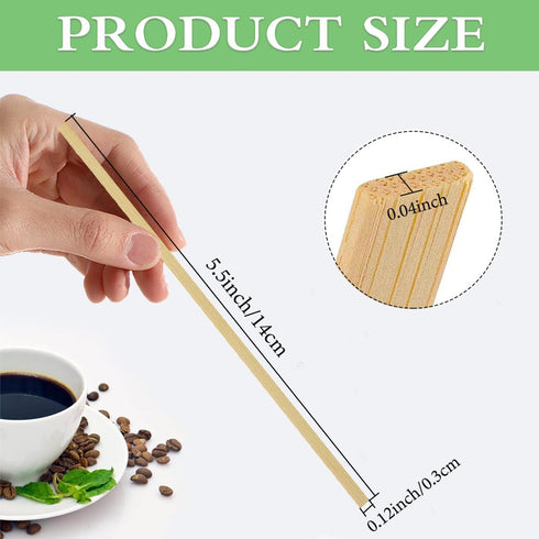 LYARCHTE 1000pcs 5.5" Bamboo Coffee Stir Sticks, Disposable Hot Drink Beverage Stirring Swizzle Stir Sticks For Coffee