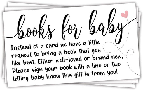 50 Sweet Heart Books for Baby Shower Request Cards - Invitation Inserts for Baby Shower