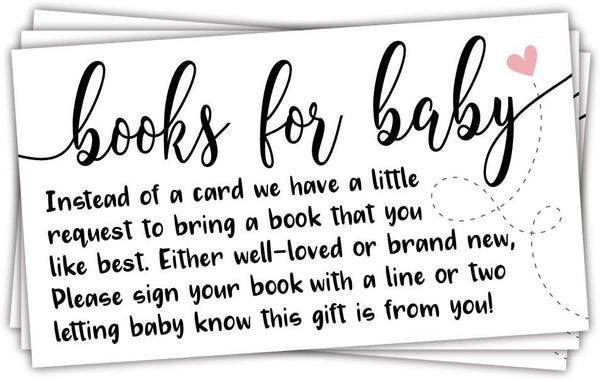 50 Sweet Heart Books for Baby Shower Request Cards - Invitation Inserts for Baby Shower