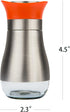 Evelyne Salt Pepper Shaker Set, 2 pcs Pack, Glass with Stainless Steel Cover (Orange)