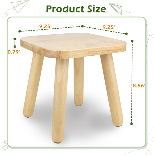 BEE&OAK 9.25 Inch 9.25" 9.25"(W) 8.86"(H)) Wooden Step Stool for Toddlers, Foot Stool for Adults, Plant Stool