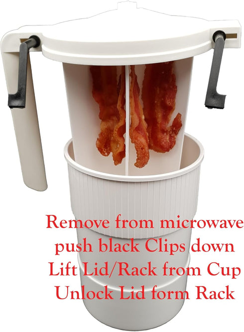 WowBacon Wow Microwave Bacon Cooker - with Locking Lid and Easy Grip Handle makes cooking bacon a Joy! Made in USA!