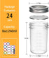 Datttcc 8oz, 24 Pack Mason Jars Canning jars, Half Pint Canning Jars with Regular Airtight Lids,Jelly Jars with Labels