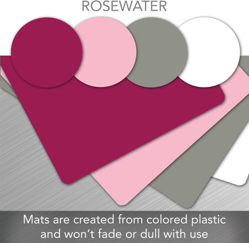 Cut N’ Funnel Rosewater 4 Pack Thick Plastic Cutting Board Mats, 10” x 8”, BPA & PVC Free, Made in the USA