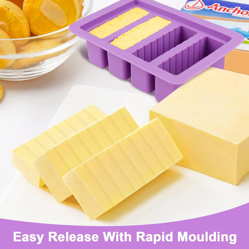 Butter Mold Tray, Silicone Tray with Lid for Making Butter Stick, Soap Bar, Energy Bar, Muffin, Brownie