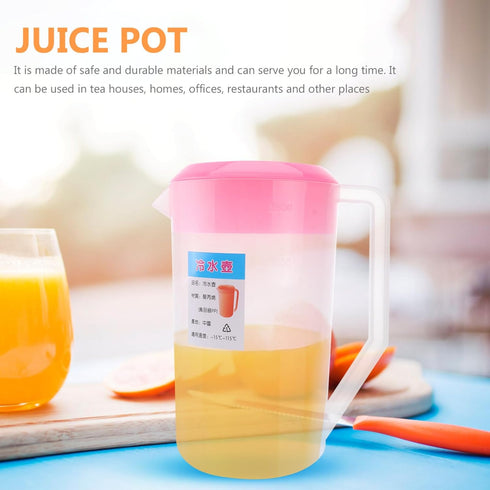 Large Plastic Pitcher with Lid - 2400ml Juice Pot Kettle with Scale, Spill Proof Cold Water Jug for Drinks